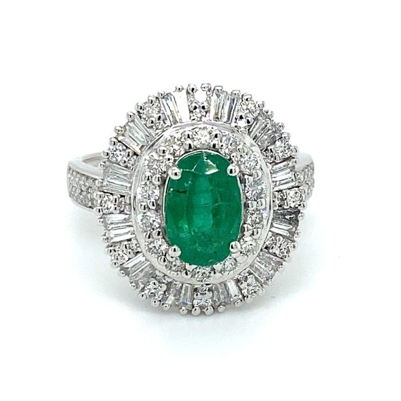 Certified Emerald 1.70ct Diamonds Platinum Ring - Picture 1 of 7